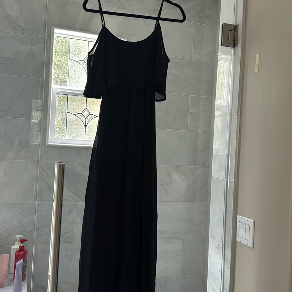 Black chiffon pink blush maternity dress